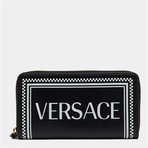 versace saffiano leather zip-around continental wallet|Versace italian wallet.